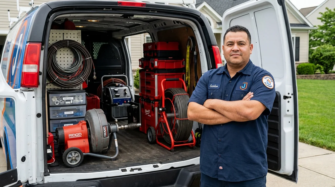 Professional drain cleaning equipment and Johns Plumbing LLC plumber in Fort Hancock