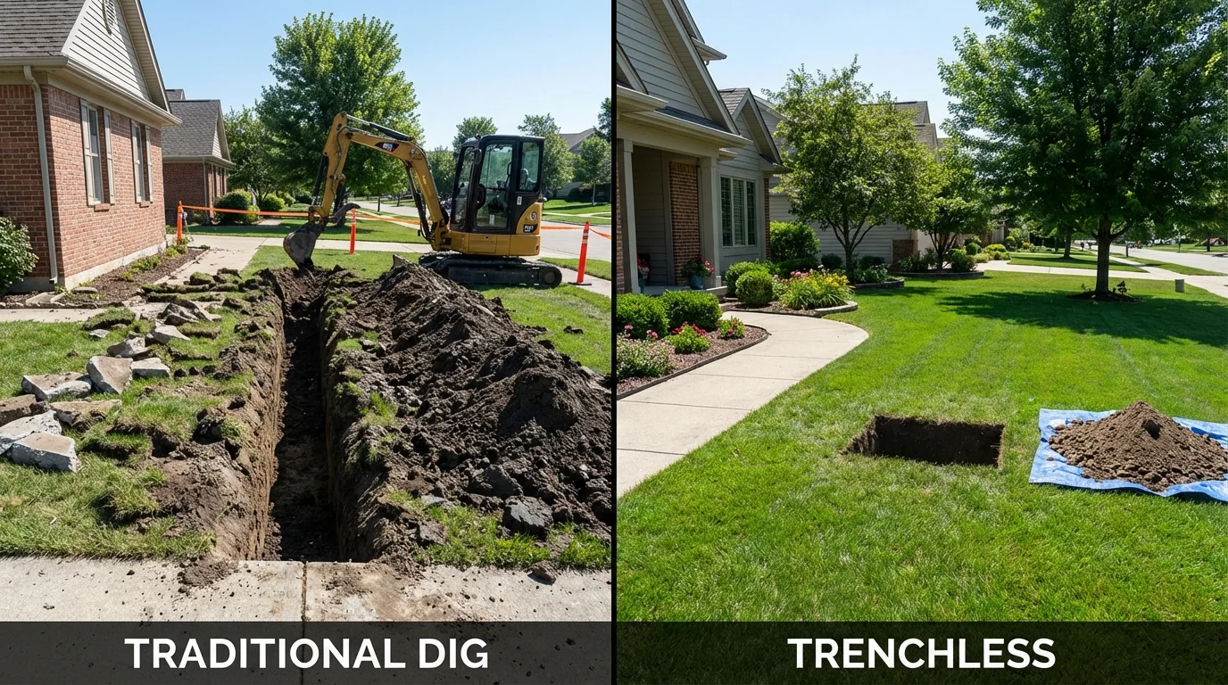 Trenchless sewer repair with minimal yard damage versus traditional excavation in Fort Hancock, TX